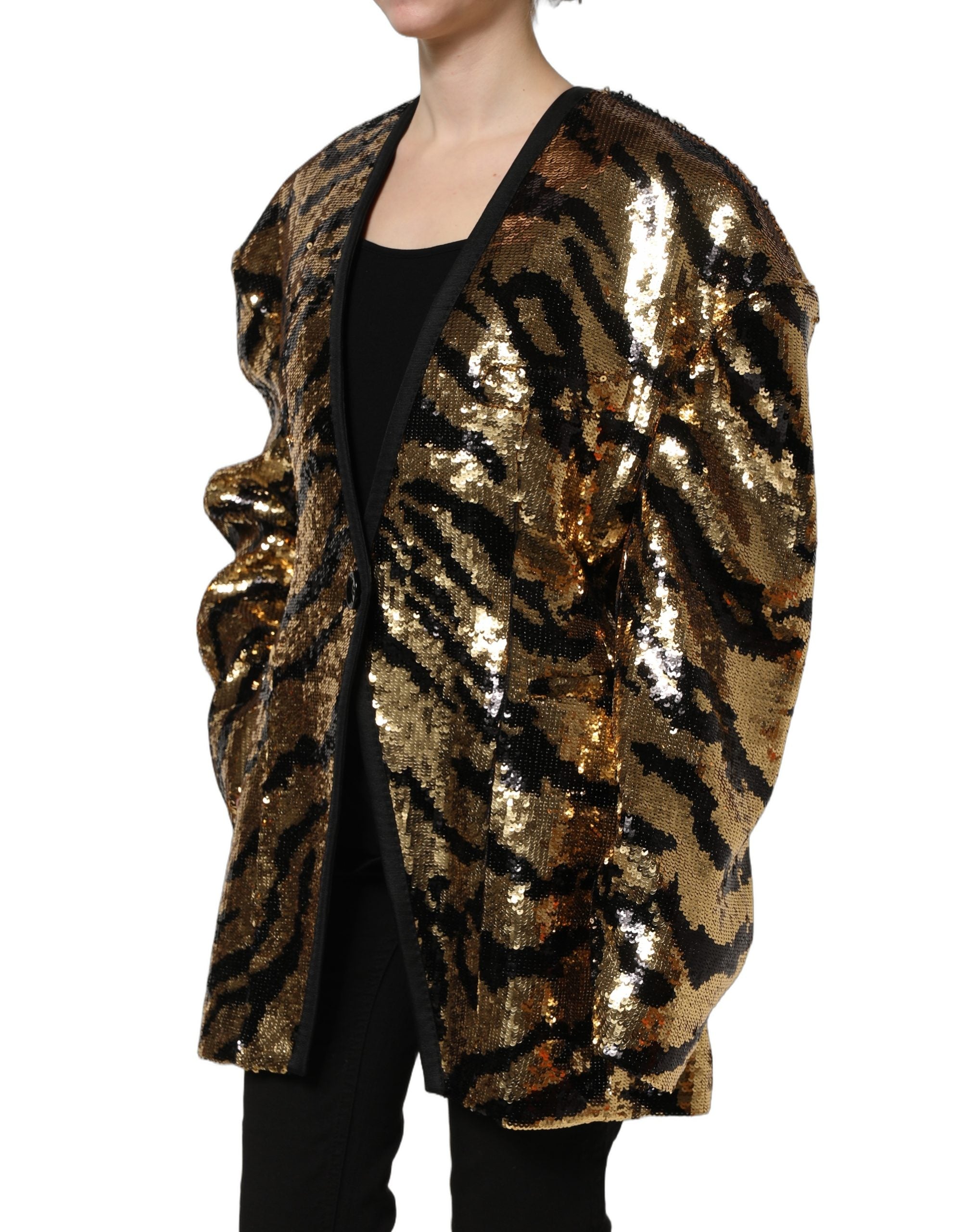 Dolce & Gabbana 88% Polyester blazer in gold — view 3