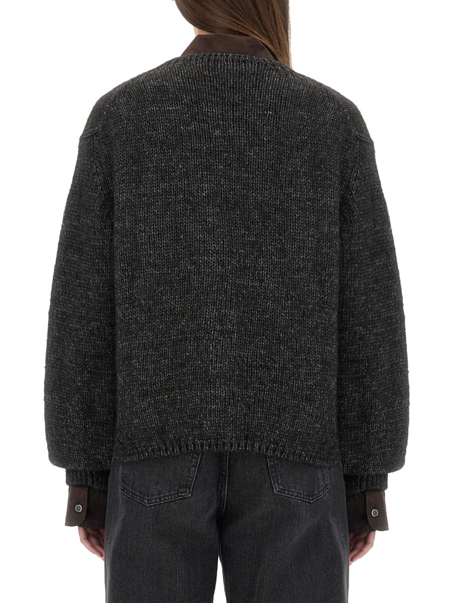 Relaxed Fit Black Cardigan Alpaca Jumpers