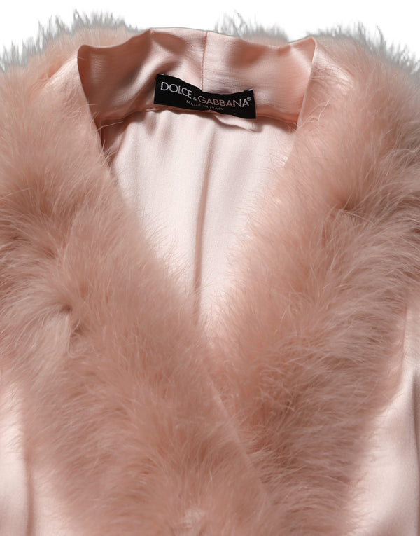 Dolce & Gabbana 100% Silk; Lining 100% Turkey Feather robe in pink