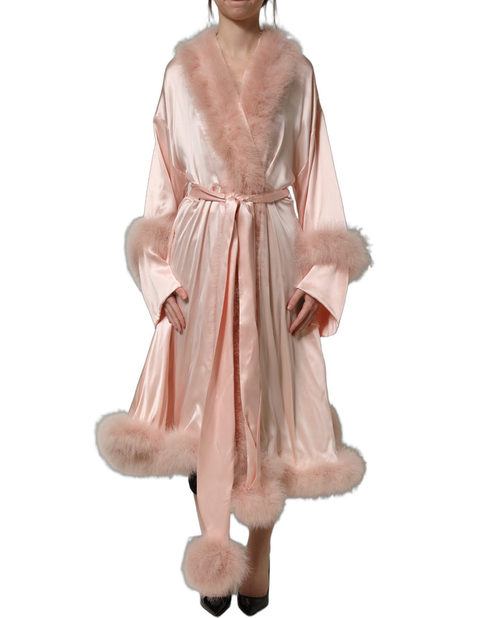 Dolce & Gabbana 100% Silk; Lining 100% Turkey Feather robe in pink — view 2