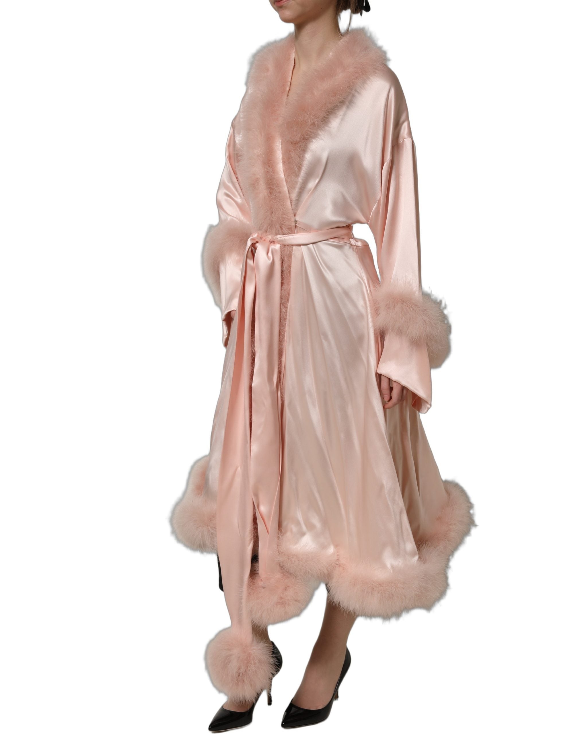 Dolce & Gabbana 100% Silk; Lining 100% Turkey Feather robe in pink — view 4
