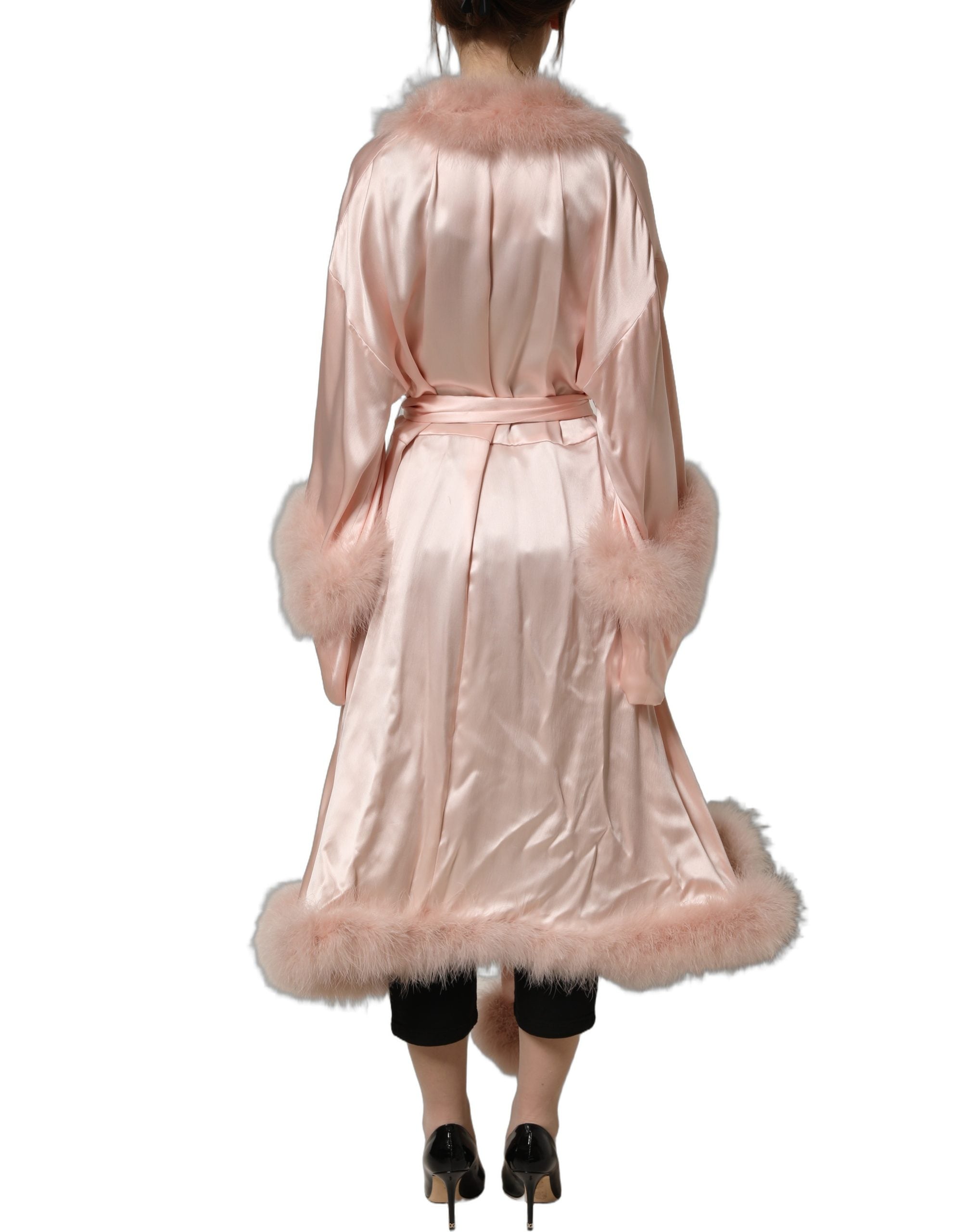 Dolce & Gabbana 100% Silk; Lining 100% Turkey Feather robe in pink — view 5