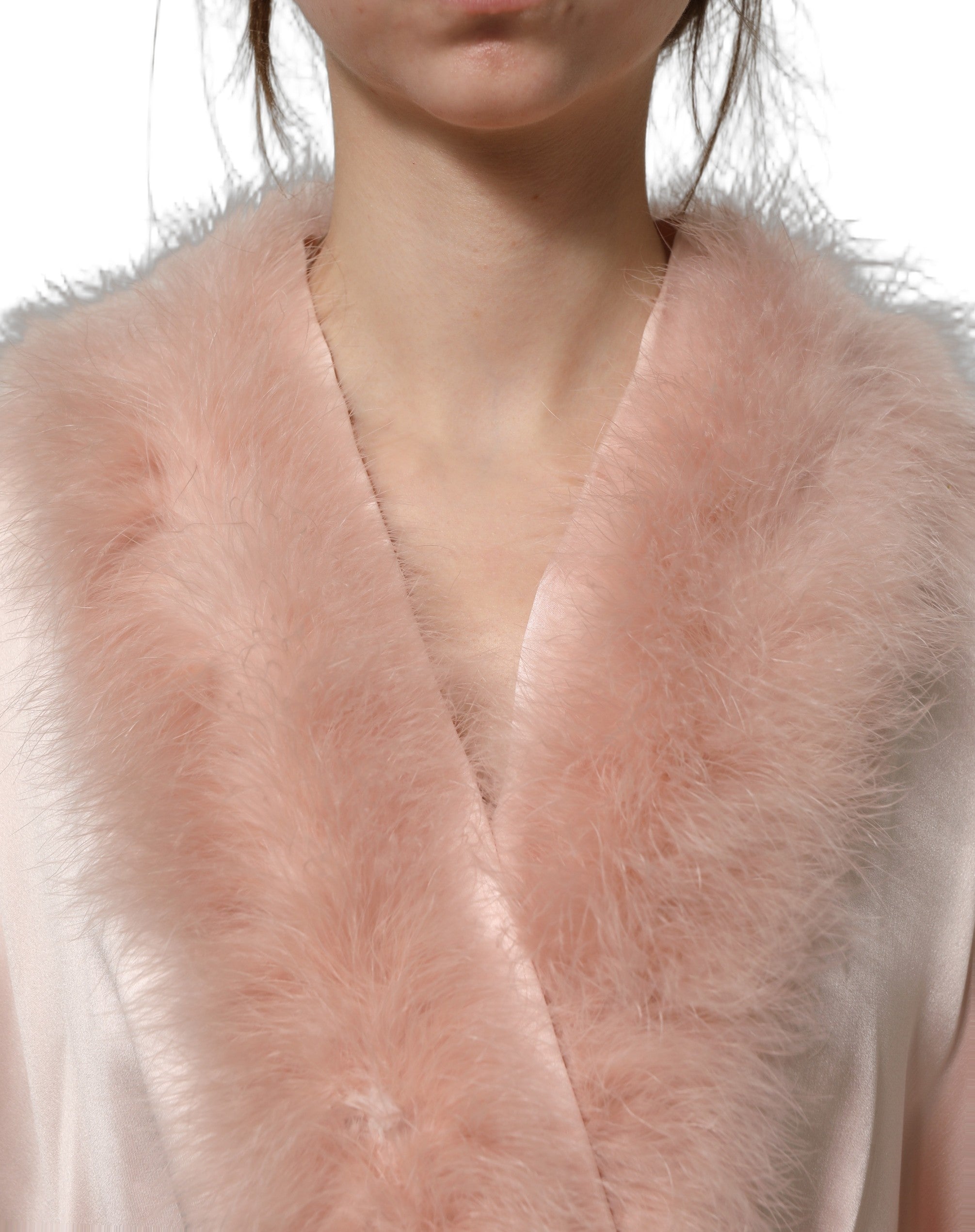 Dolce & Gabbana 100% Silk; Lining 100% Turkey Feather robe in pink — view 6