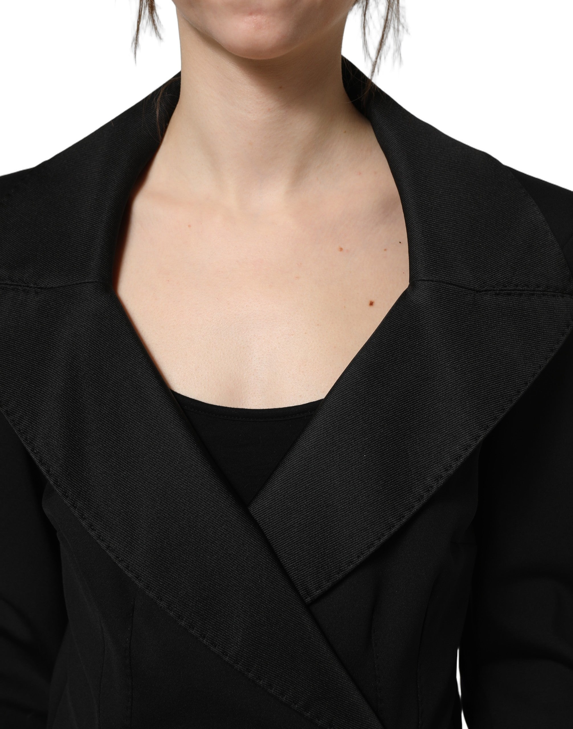 Dolce & Gabbana 68% Nylon 15% Silk 11% Elastane 6% Polyester coat in black — view 3