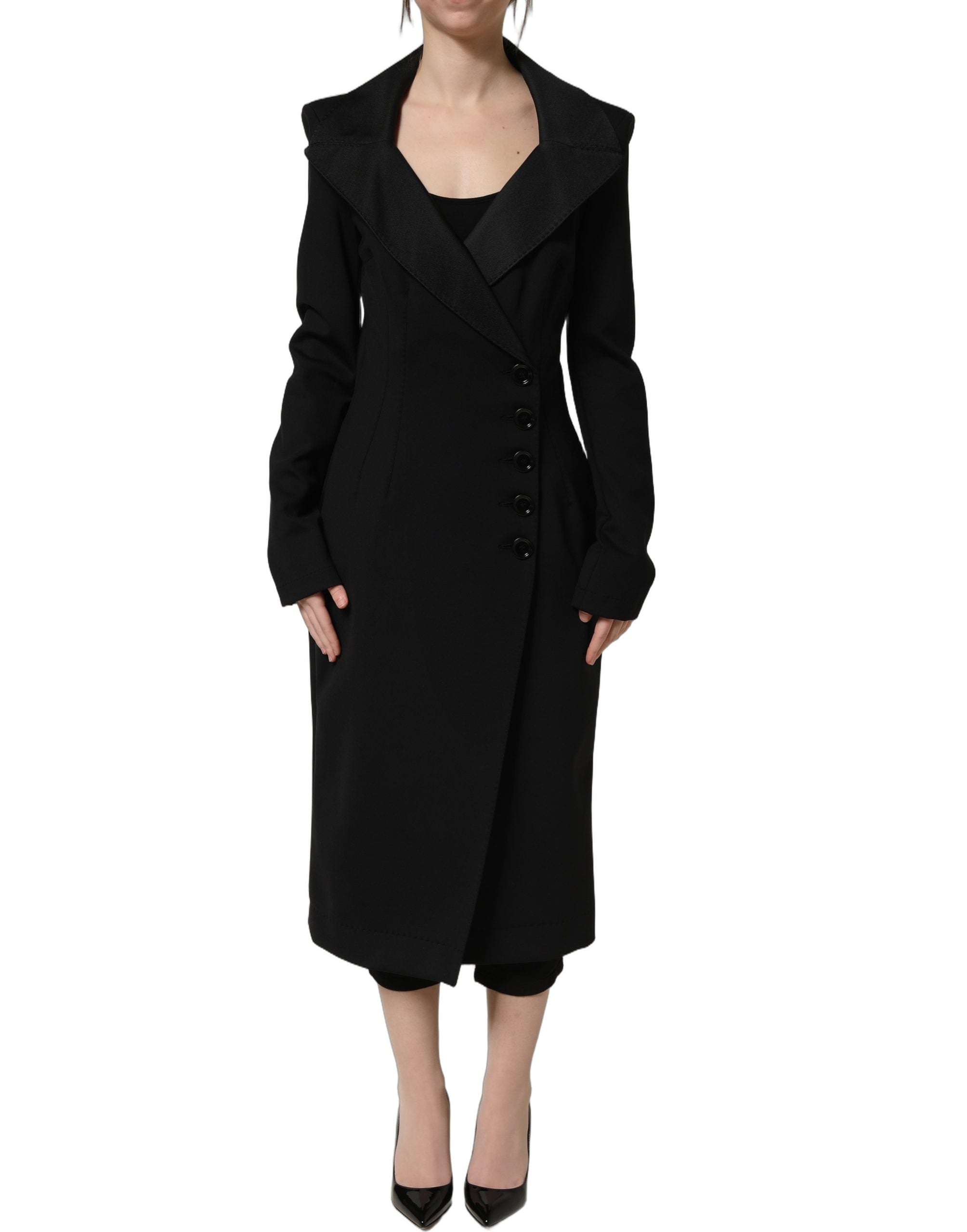 Dolce & Gabbana 68% Nylon 15% Silk 11% Elastane 6% Polyester coat in black — view 5
