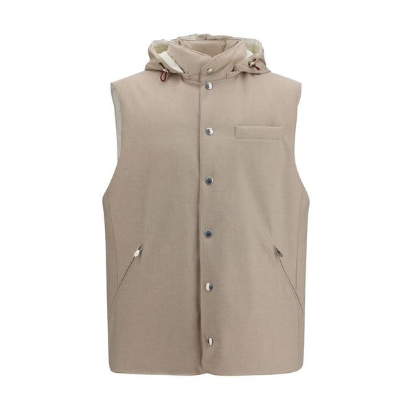 Brunello Cucinelli 100% Wool Ovis Aries vest in beige