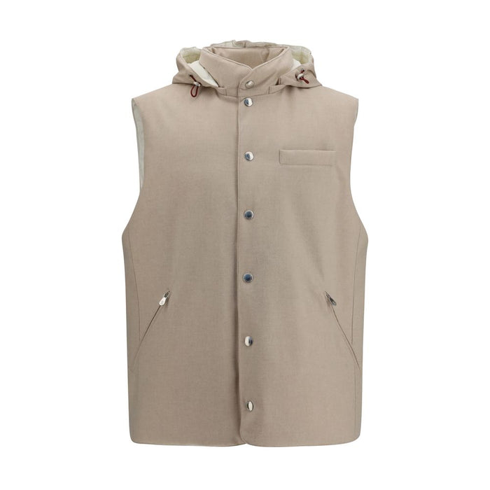 Brunello Cucinelli 100% Wool Ovis Aries vest in beige
