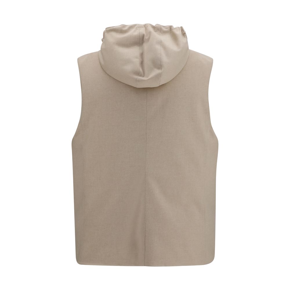 Brunello Cucinelli 100% Wool Ovis Aries vest in beige — view 2