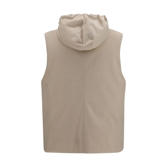Brunello Cucinelli 100% Wool Ovis Aries vest in beige — view 2