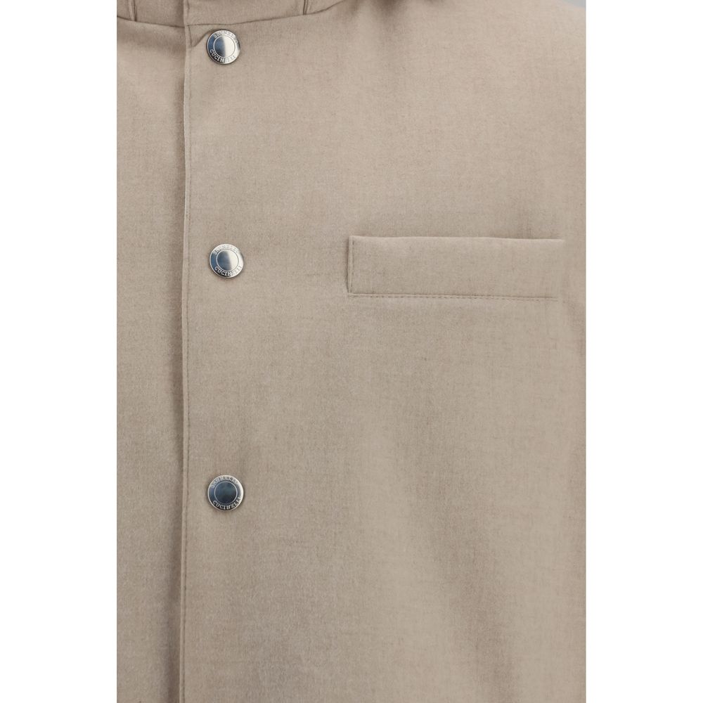 Brunello Cucinelli 100% Wool Ovis Aries vest in beige — view 3