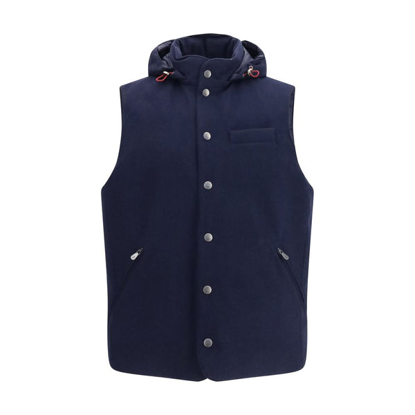 Brunello Cucinelli 100% Wool Ovis Aries vest in navy