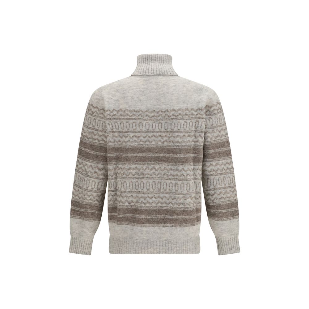 Brunello Cucinelli 55% Alpaca Vicugna Pacos sweater in gray — view 2