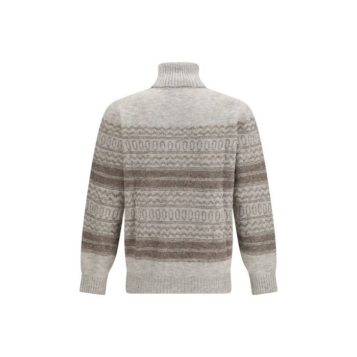 Brunello Cucinelli 55% Alpaca Vicugna Pacos sweater in gray — view 2