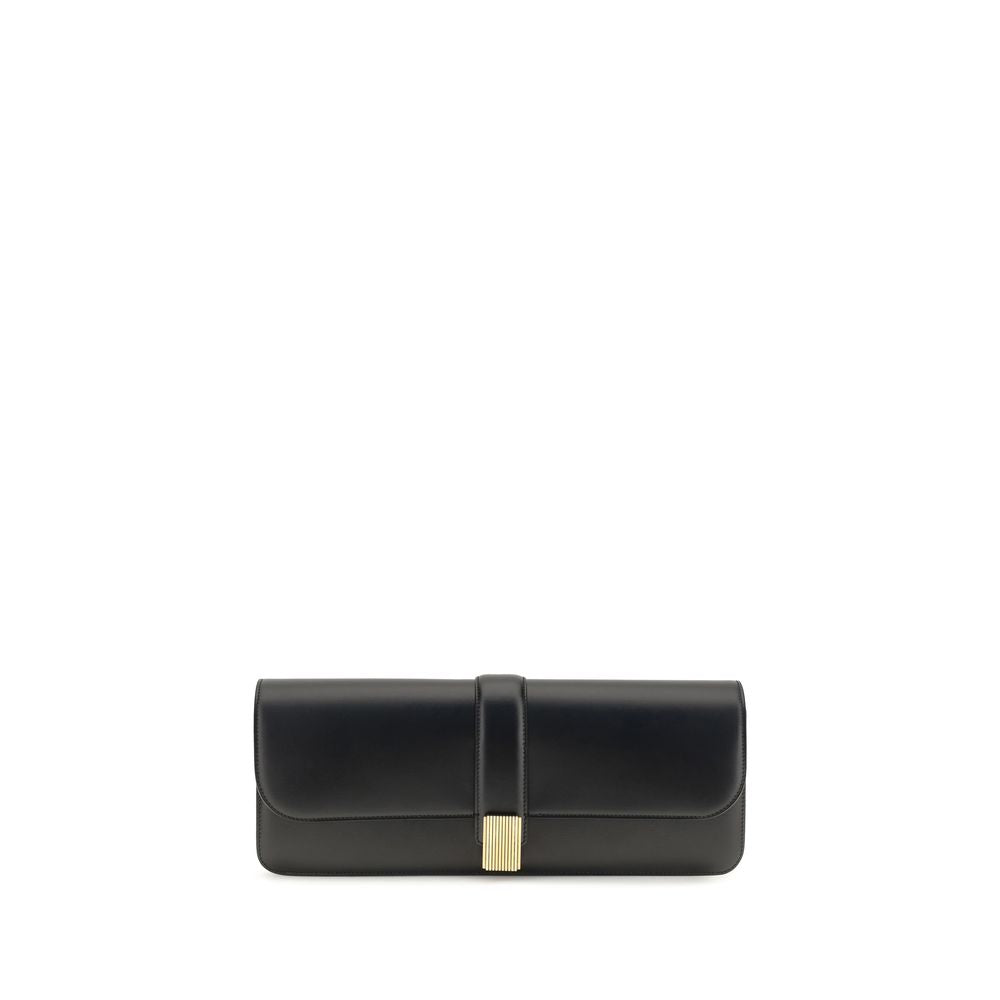 Khaite 100% Calf Leather Bos Taurus clutch in black
