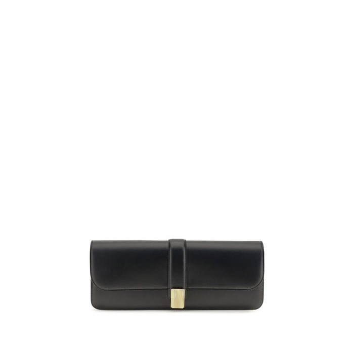 Khaite 100% Calf Leather Bos Taurus clutch in black