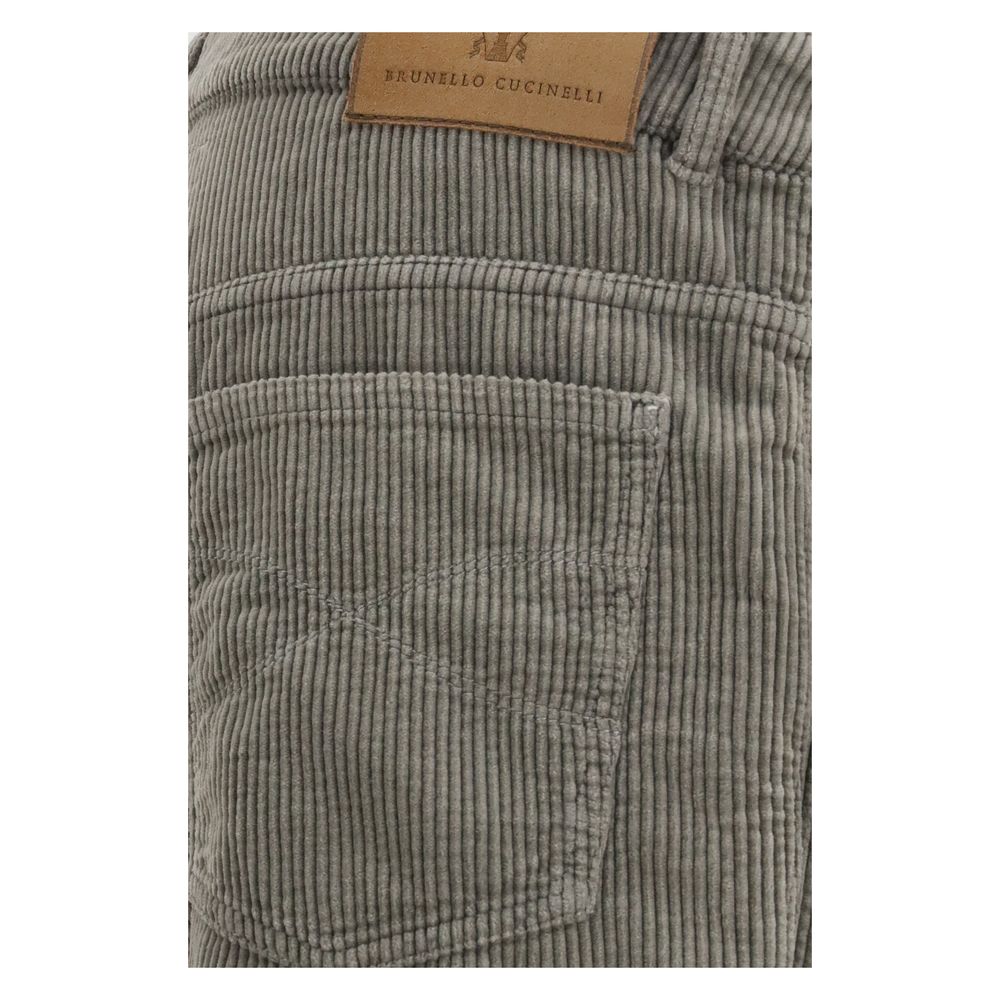 Brunello Cucinelli 97% Cotton trousers in gray — view 3