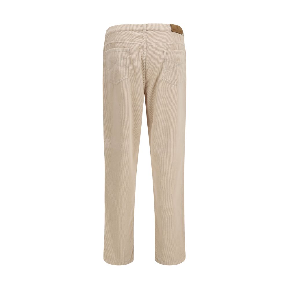 Brunello Cucinelli 97% Cotton 3% Elastane chinos in beige — view 2