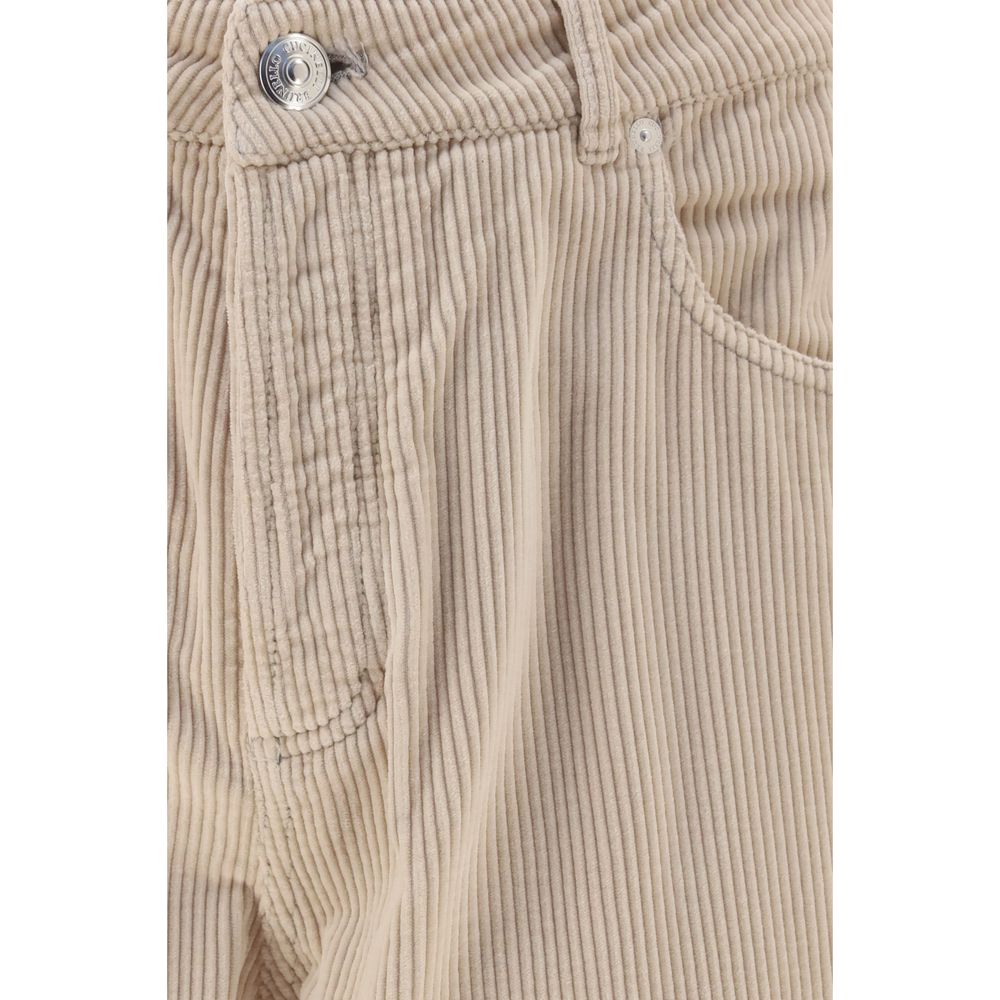 Brunello Cucinelli 97% Cotton 3% Elastane chinos in beige — view 3