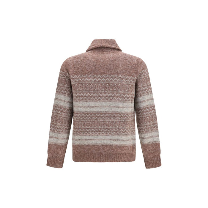 Brunello Cucinelli 55% Alpaca Vicugna Pacos cardigan in brown — view 2