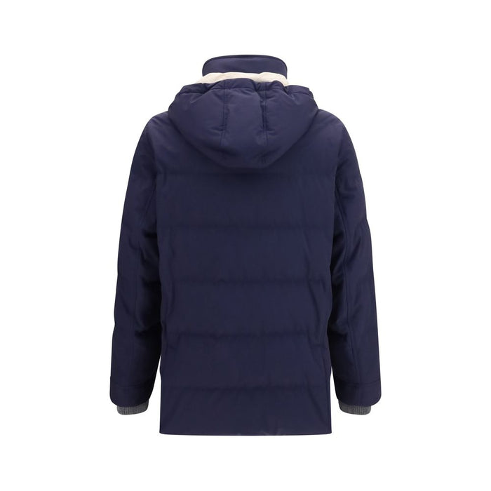 Brunello Cucinelli Inner 100% Goose Down down jacket in navy — view 2
