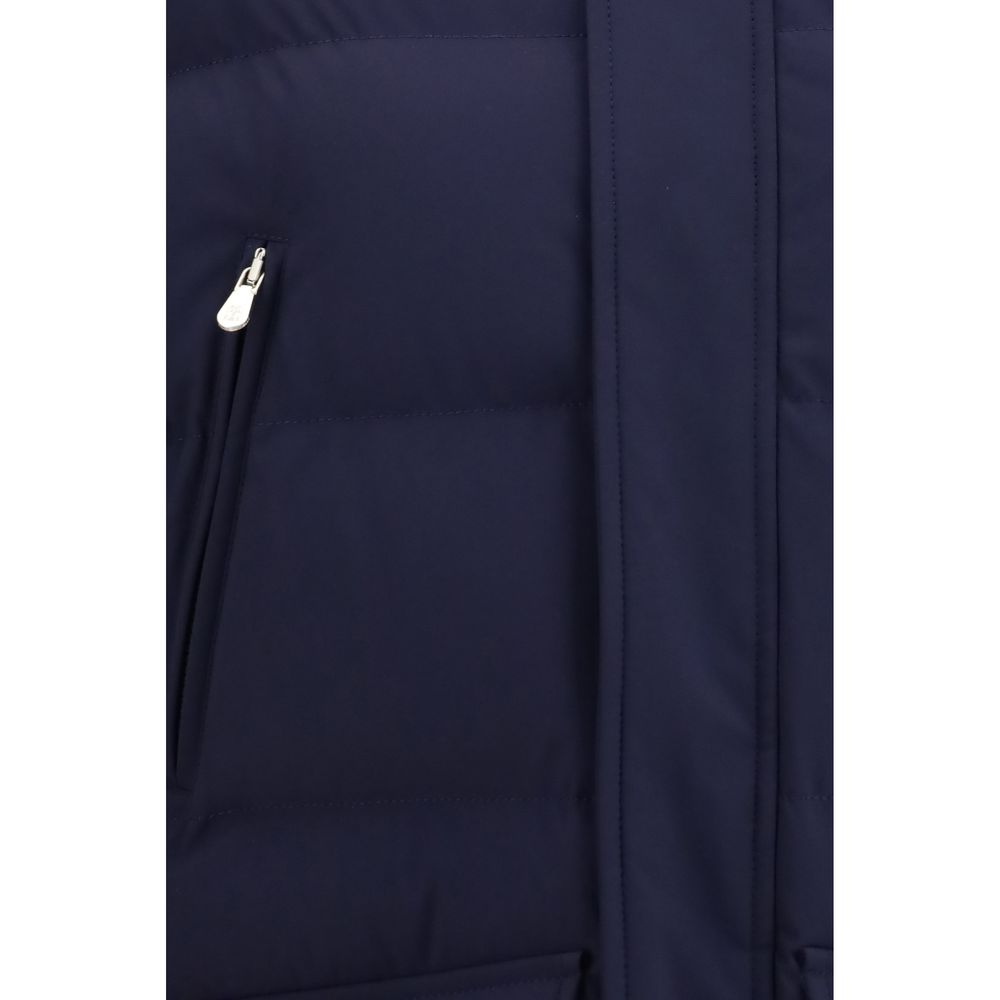Brunello Cucinelli Inner 100% Goose Down down jacket in navy — view 3