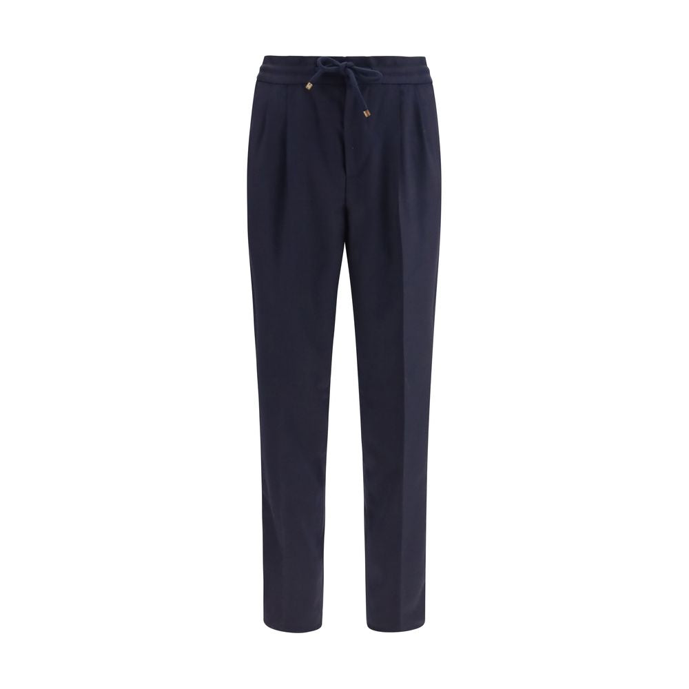 Brunello Cucinelli 100% Fleece Wool Ovis Aries trousers in navy