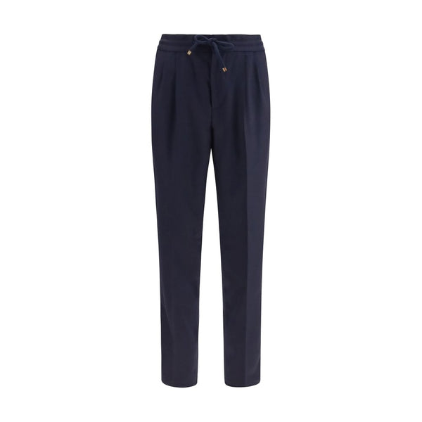 Brunello Cucinelli 100% Fleece Wool Ovis Aries trousers in navy