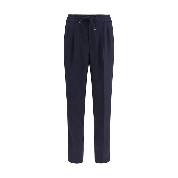 Brunello Cucinelli 100% Fleece Wool Ovis Aries trousers in navy