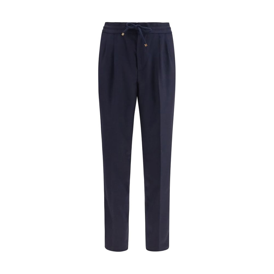 Brunello Cucinelli 100% Fleece Wool Ovis Aries trousers in navy
