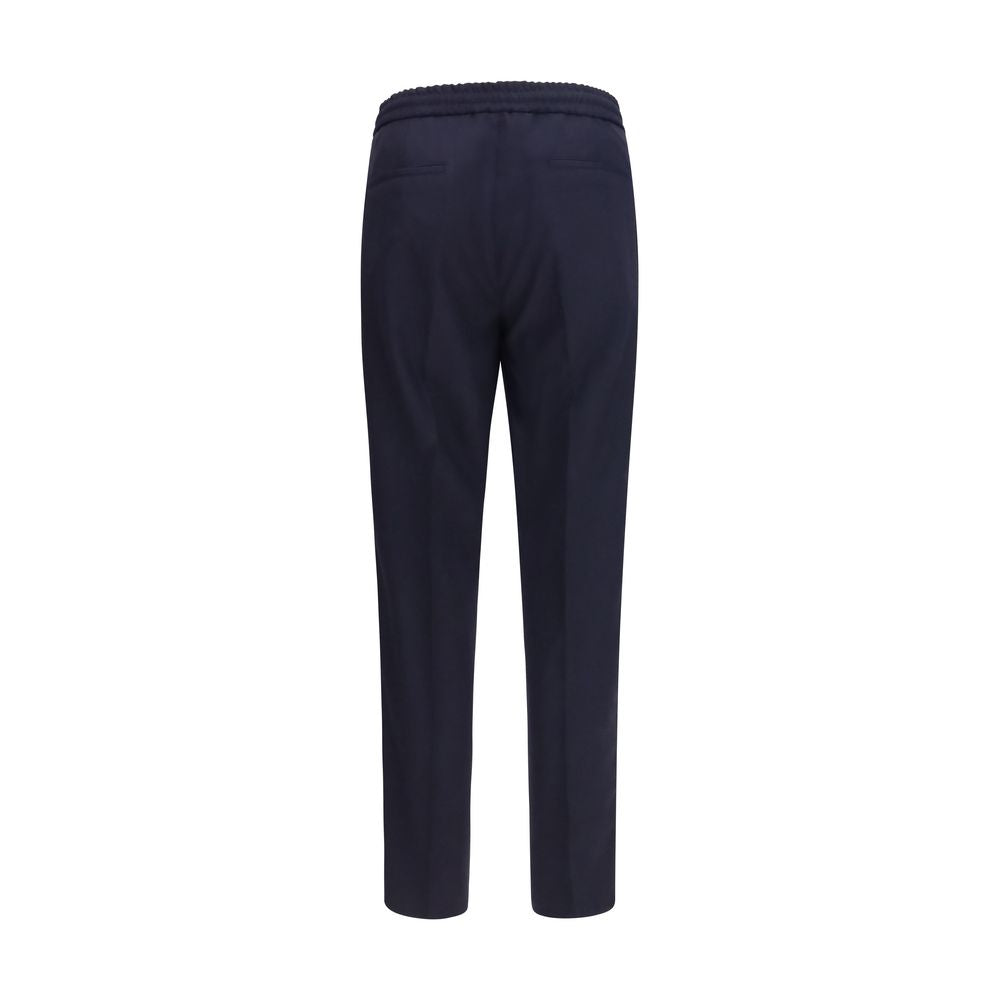 Brunello Cucinelli 100% Fleece Wool Ovis Aries trousers in navy — view 2