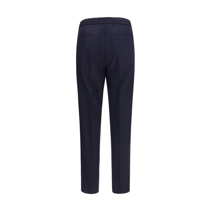 Brunello Cucinelli 100% Fleece Wool Ovis Aries trousers in navy — view 2
