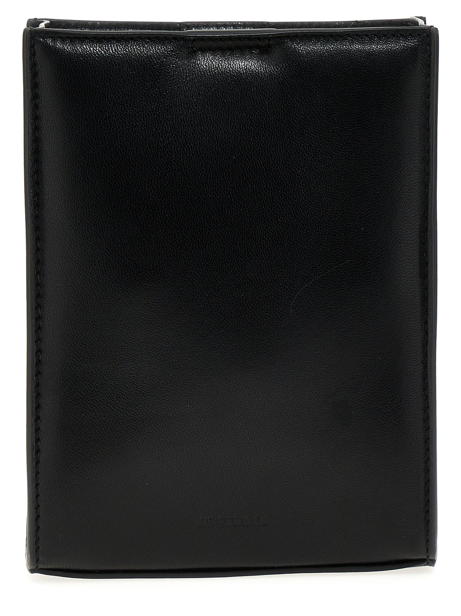 Jil Sander 100% calf leather crossbody bag in black