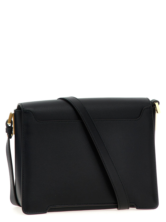 Marni 100% calfskin leather shoulder bag in black — view 2