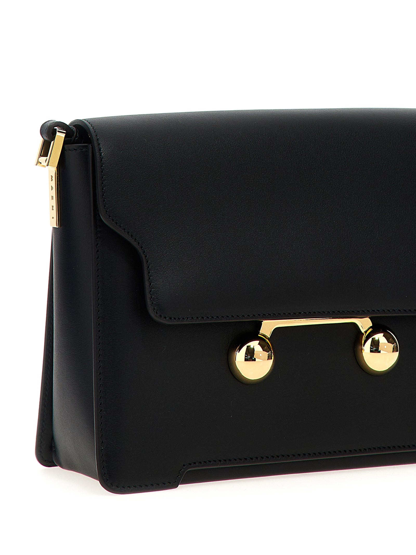 Marni 100% calfskin leather shoulder bag in black — view 3