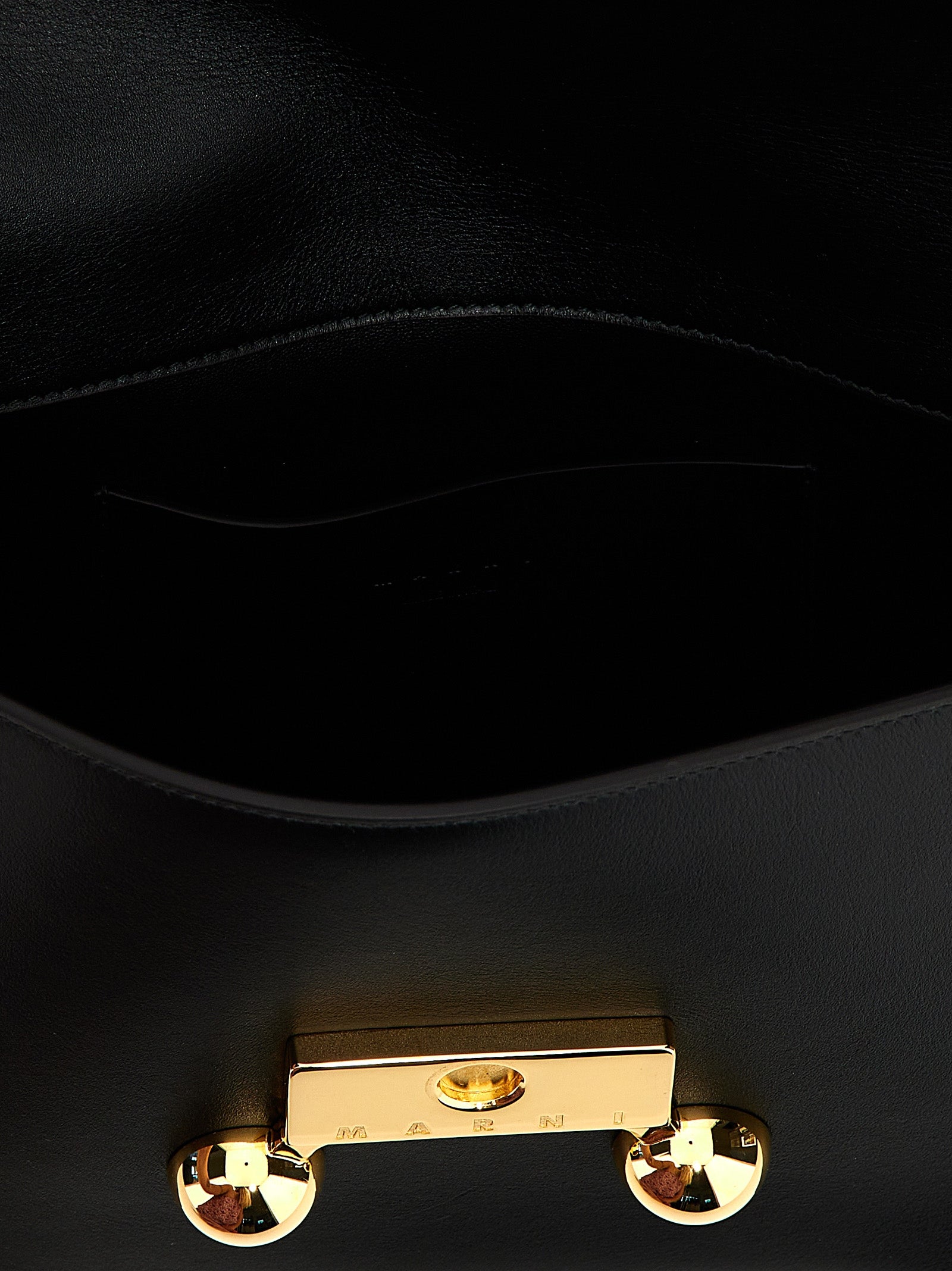 Marni 100% calfskin leather shoulder bag in black — view 4