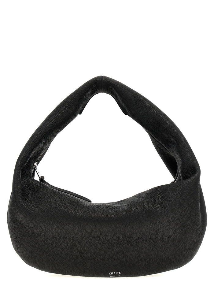 Khaite 100% calfskin leather hobo bag in black