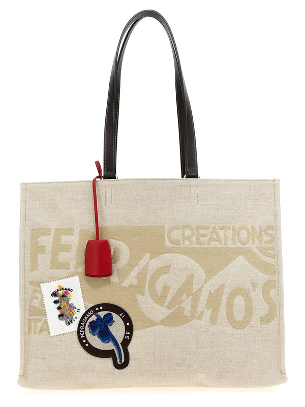 Ferragamo 90% Fabric tote bag in beige