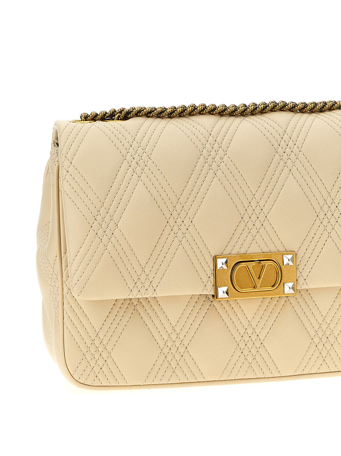 White Lamb Leather Shoulder Bag