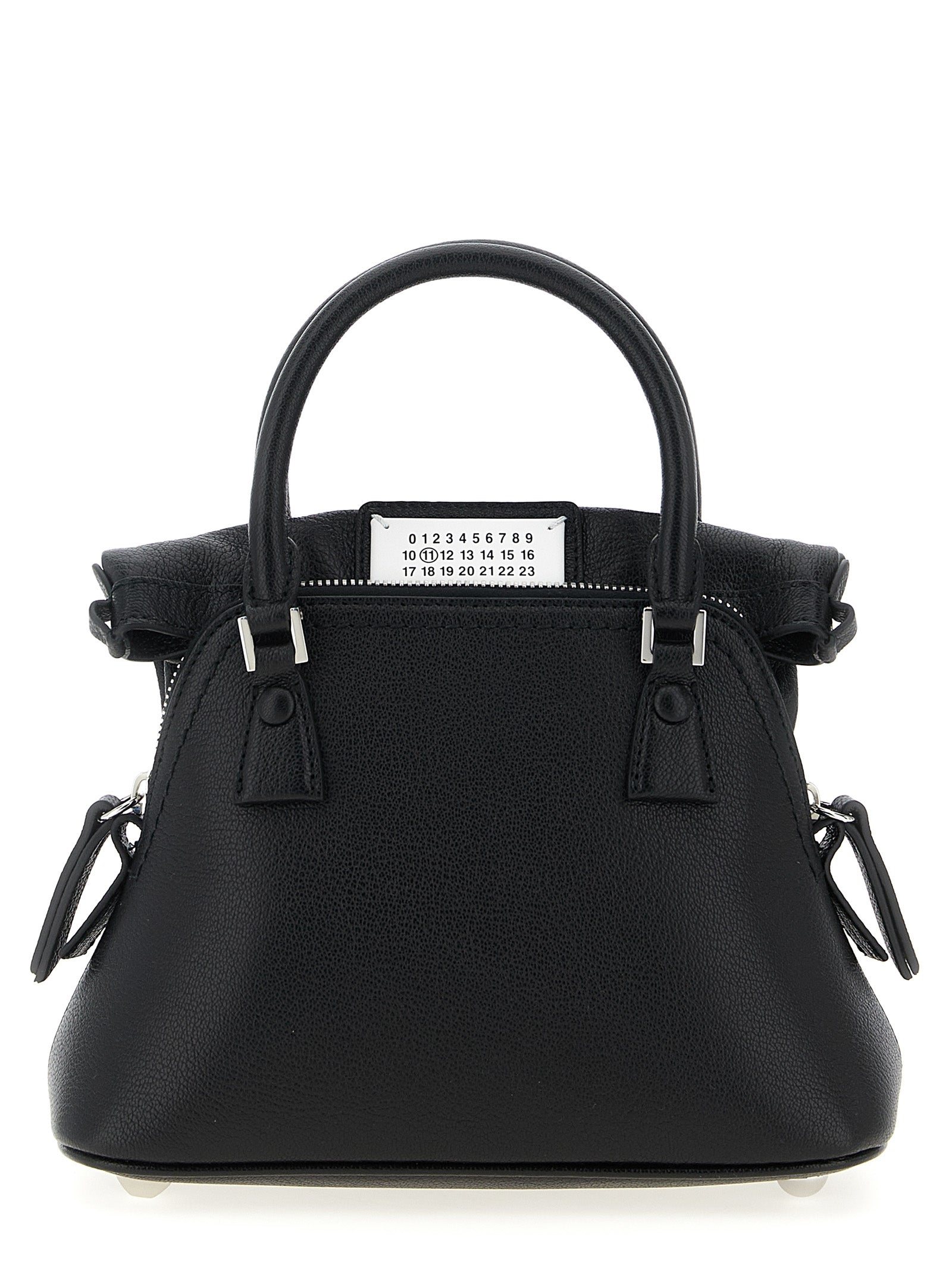 Maison Margiela 100% calfskin leather top handle bag in black