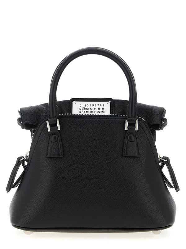 Maison Margiela 100% calfskin leather top handle bag in black