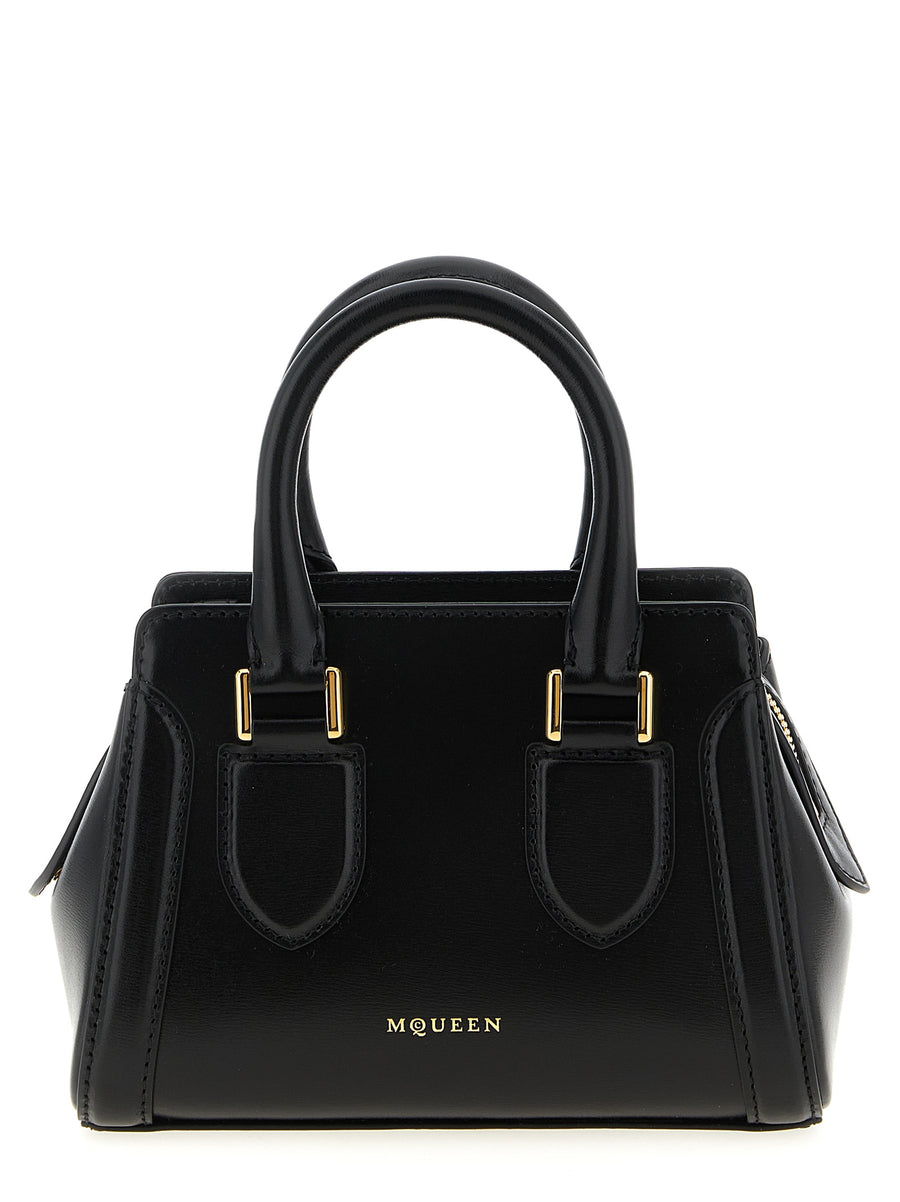 Alexander McQueen 100% calfskin leather top handle bag in black