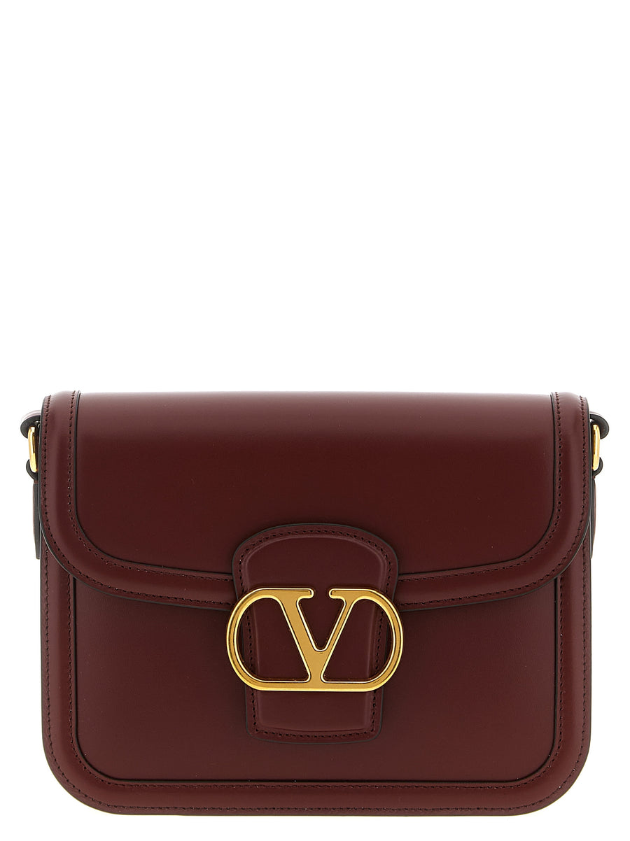 Valentino Garavani 100% calfskin leather crossbody bag in bordeaux