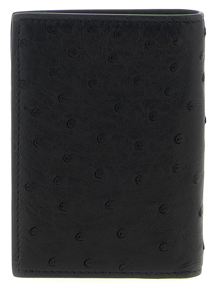 Valentino Garavani 100% Ostrich Leather card case in black — view 2