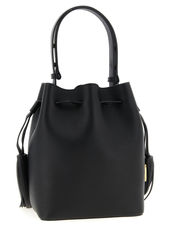 Valentino Garavani 100% calfskin leather shoulder bag in black — view 2