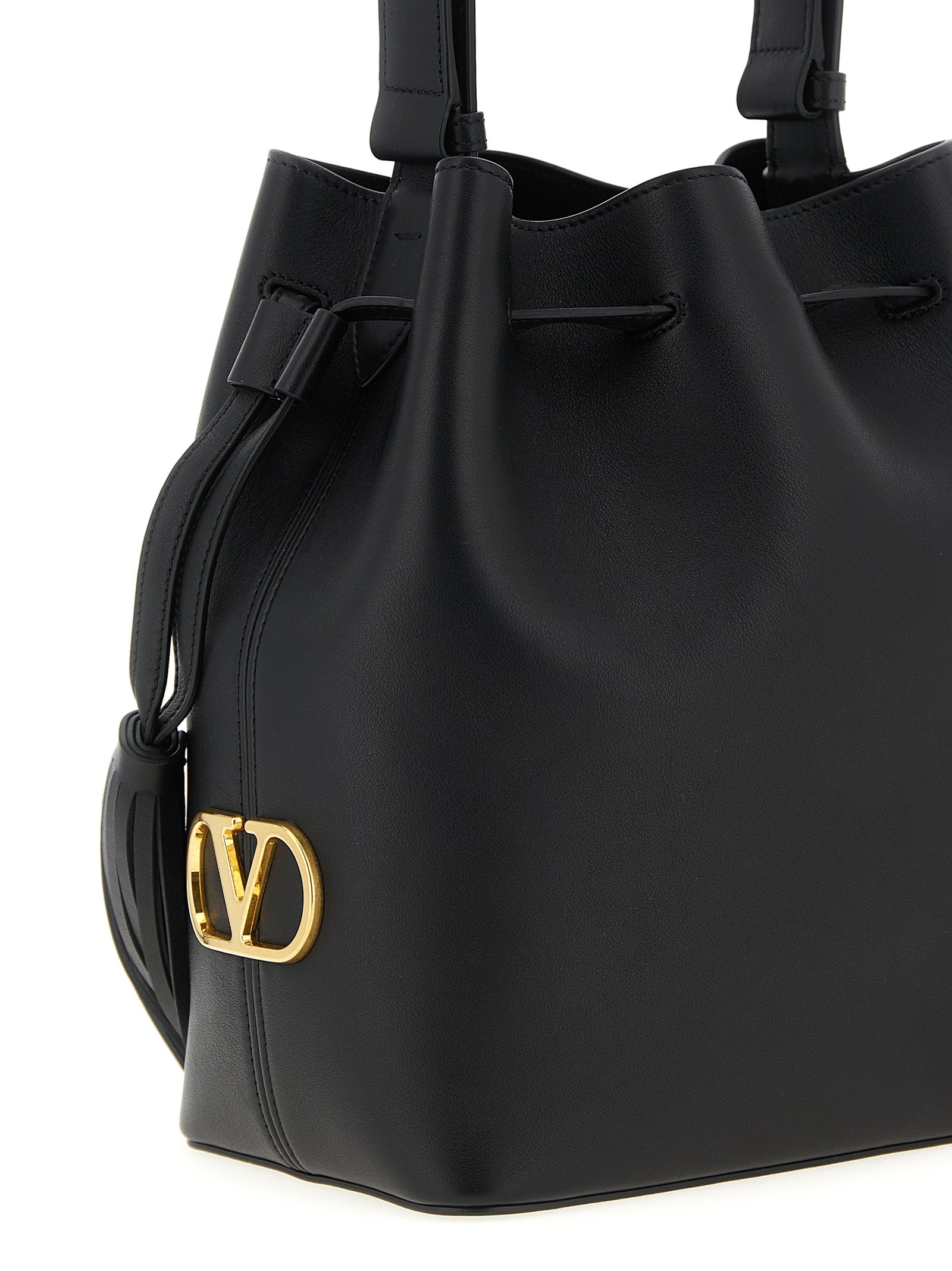 Valentino Garavani 100% calfskin leather shoulder bag in black — view 3