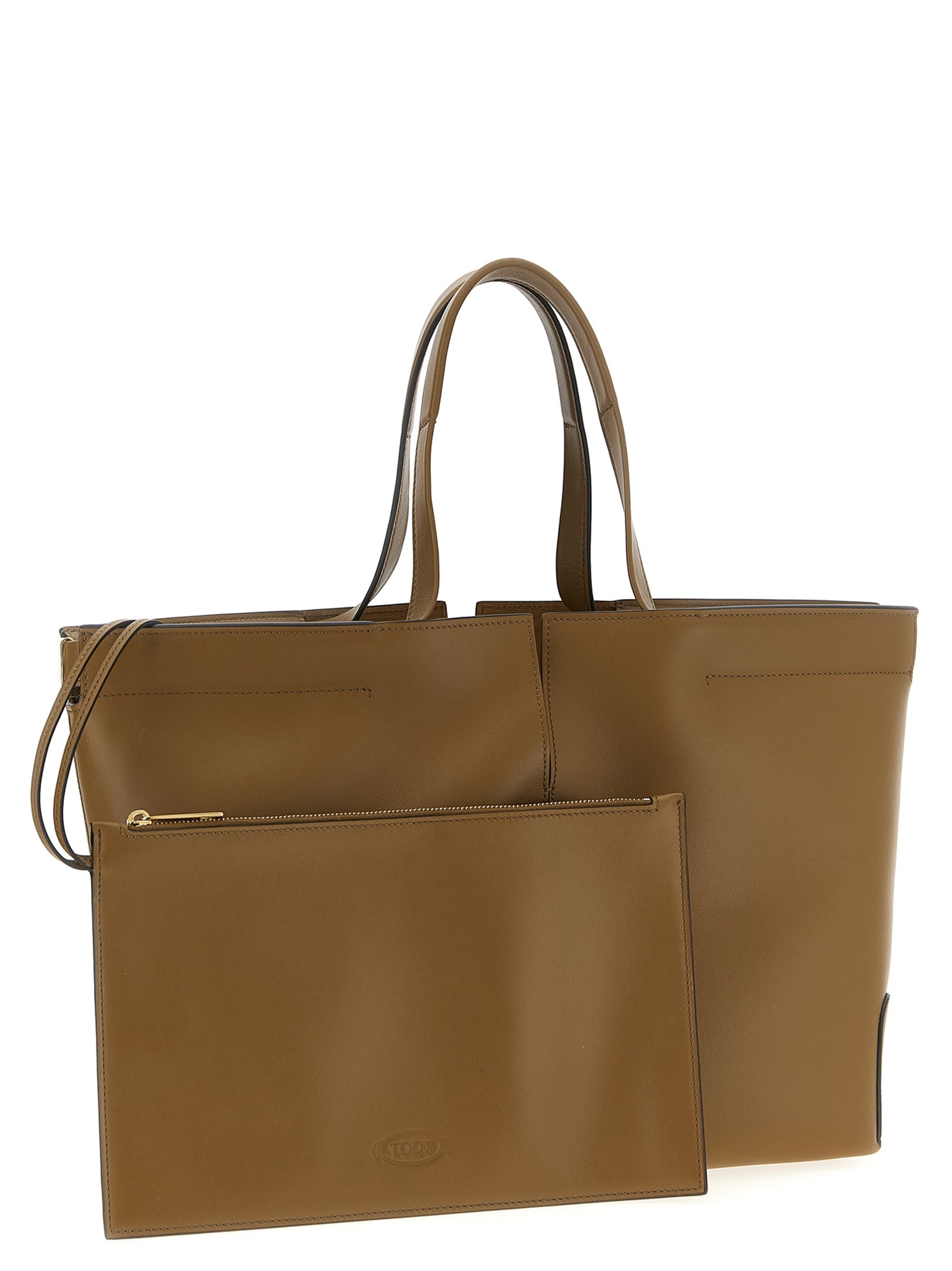 Tod's 100% calfskin leather tote bag in tan — view 3