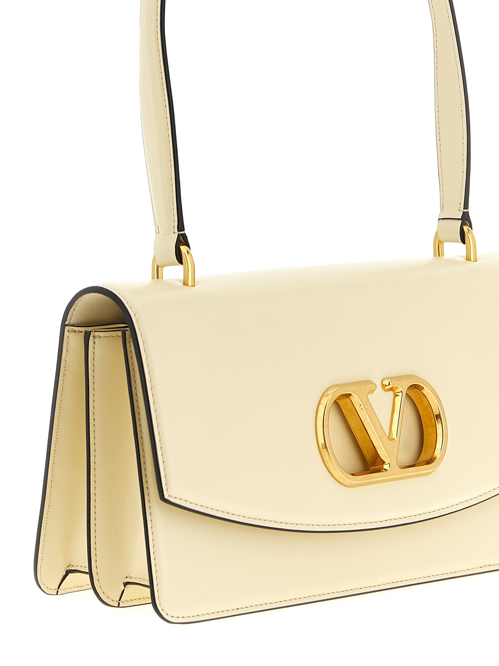 Valentino Garavani 100% calfskin leather shoulder bag in white — view 3