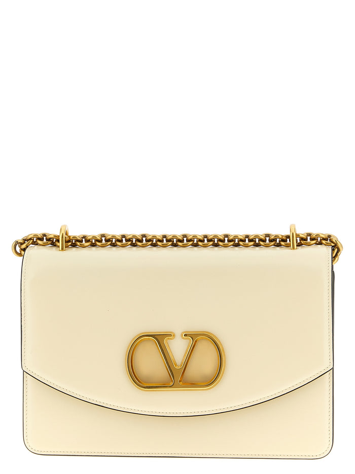 Valentino Garavani 100% calfskin leather shoulder bag in white