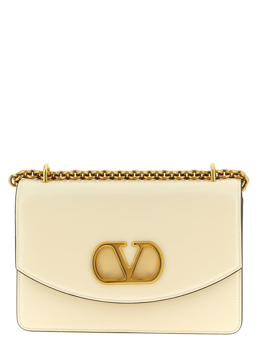 Valentino Garavani 100% calfskin leather shoulder bag in white