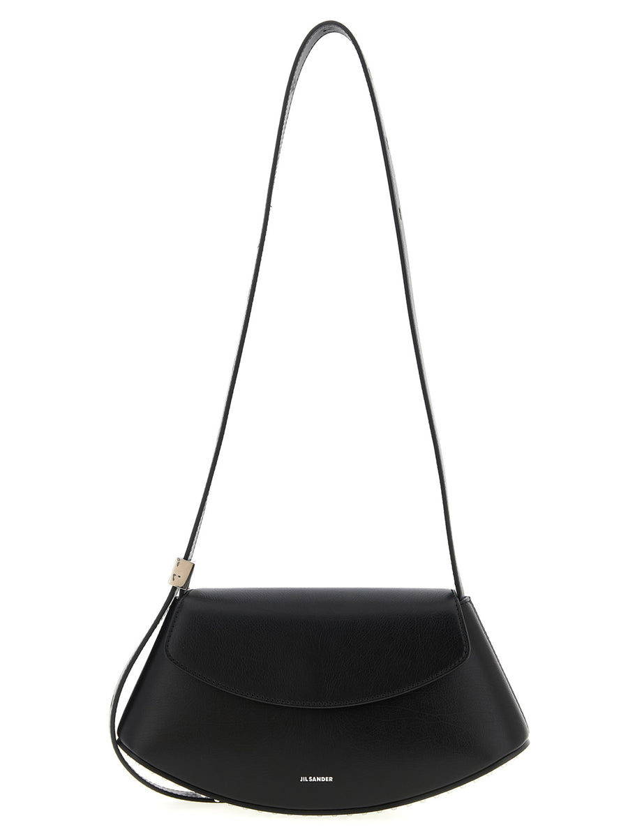 Jil Sander 100% Bovine Leather shoulder bag in black